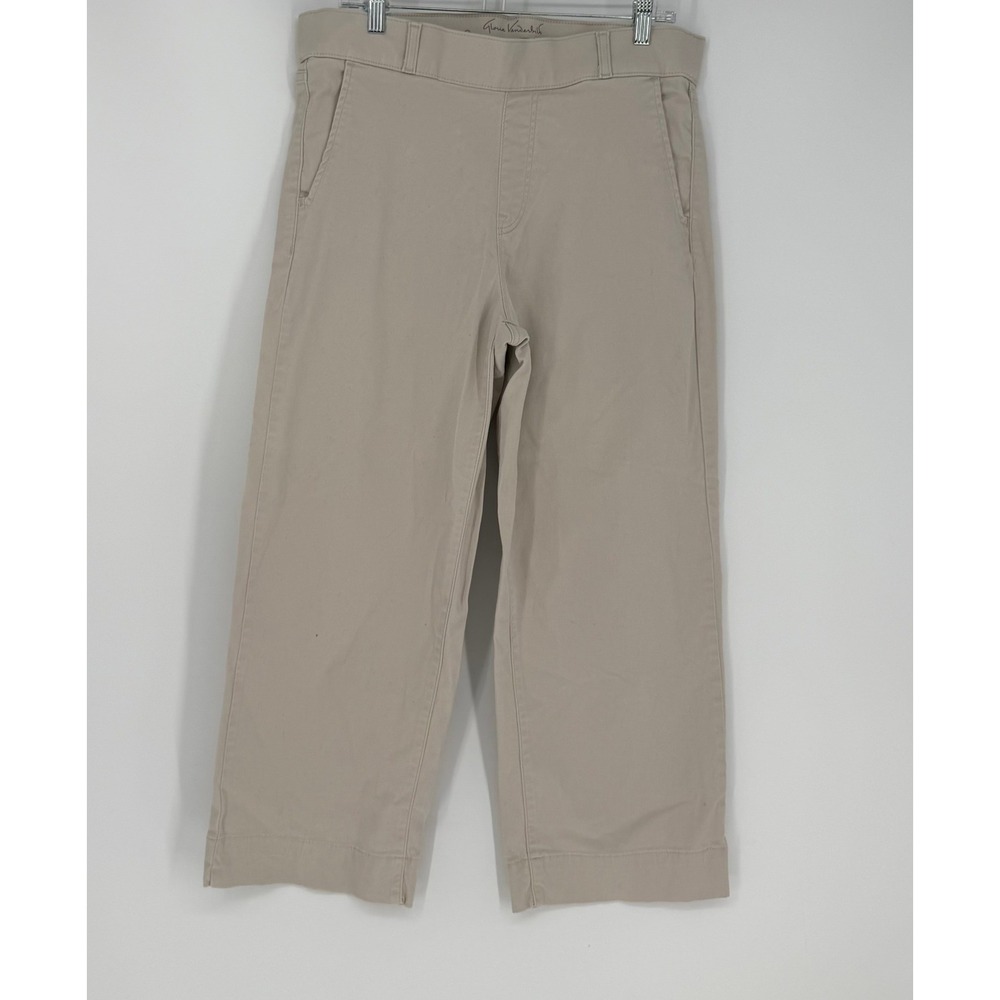 Gloria Vanderbilt Shape Effect Pants Womens 12 Beige High Rise Wide Leg Crop Y2K